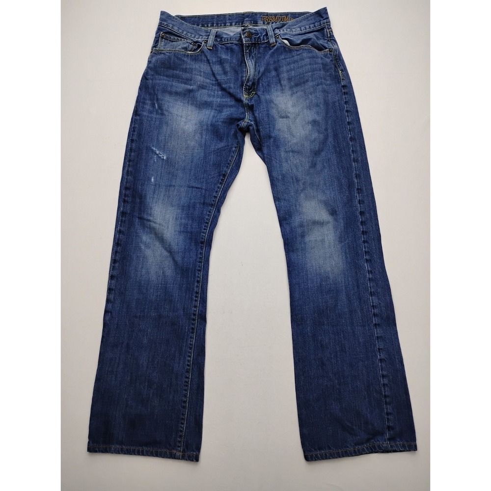 Gap Premium Boot Fit Jeans Mens 34x34 Medium‎ Wash Distressed Cowboy Western